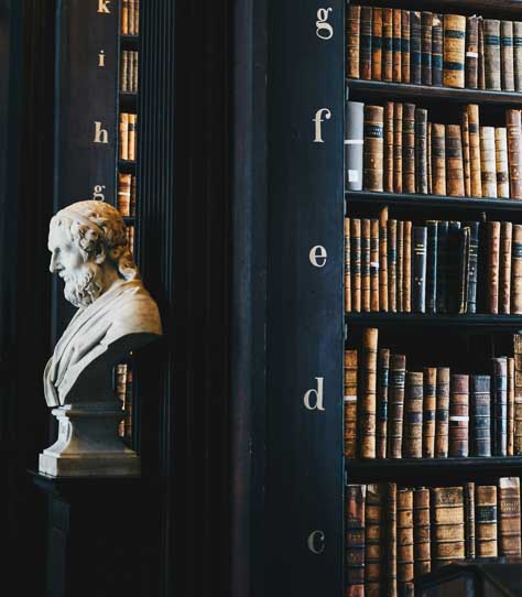 Bibliotek och staty