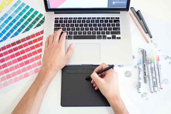 Graphic designer at work