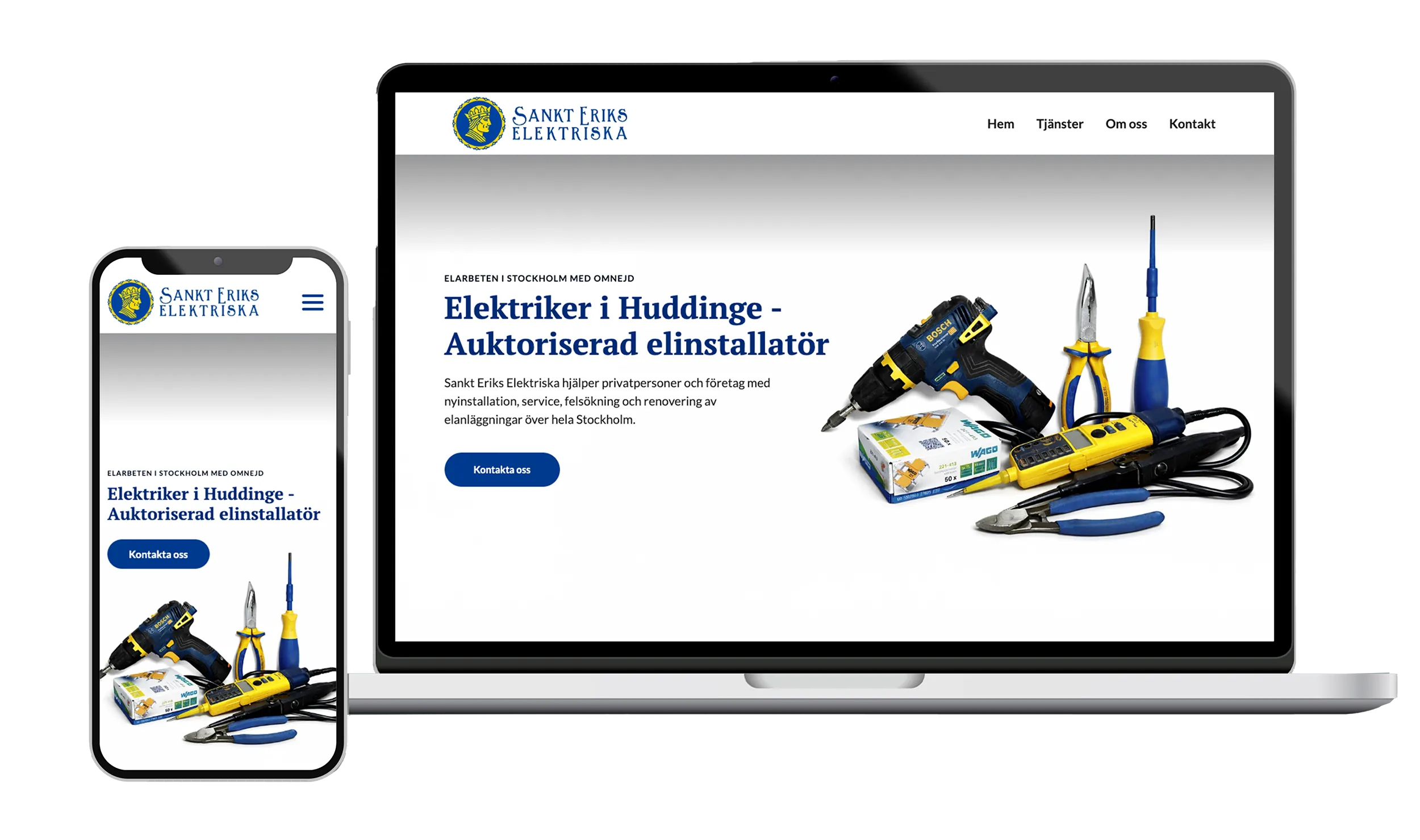 Mockup som visar sankteriksel.se i laptop- och mobilformat