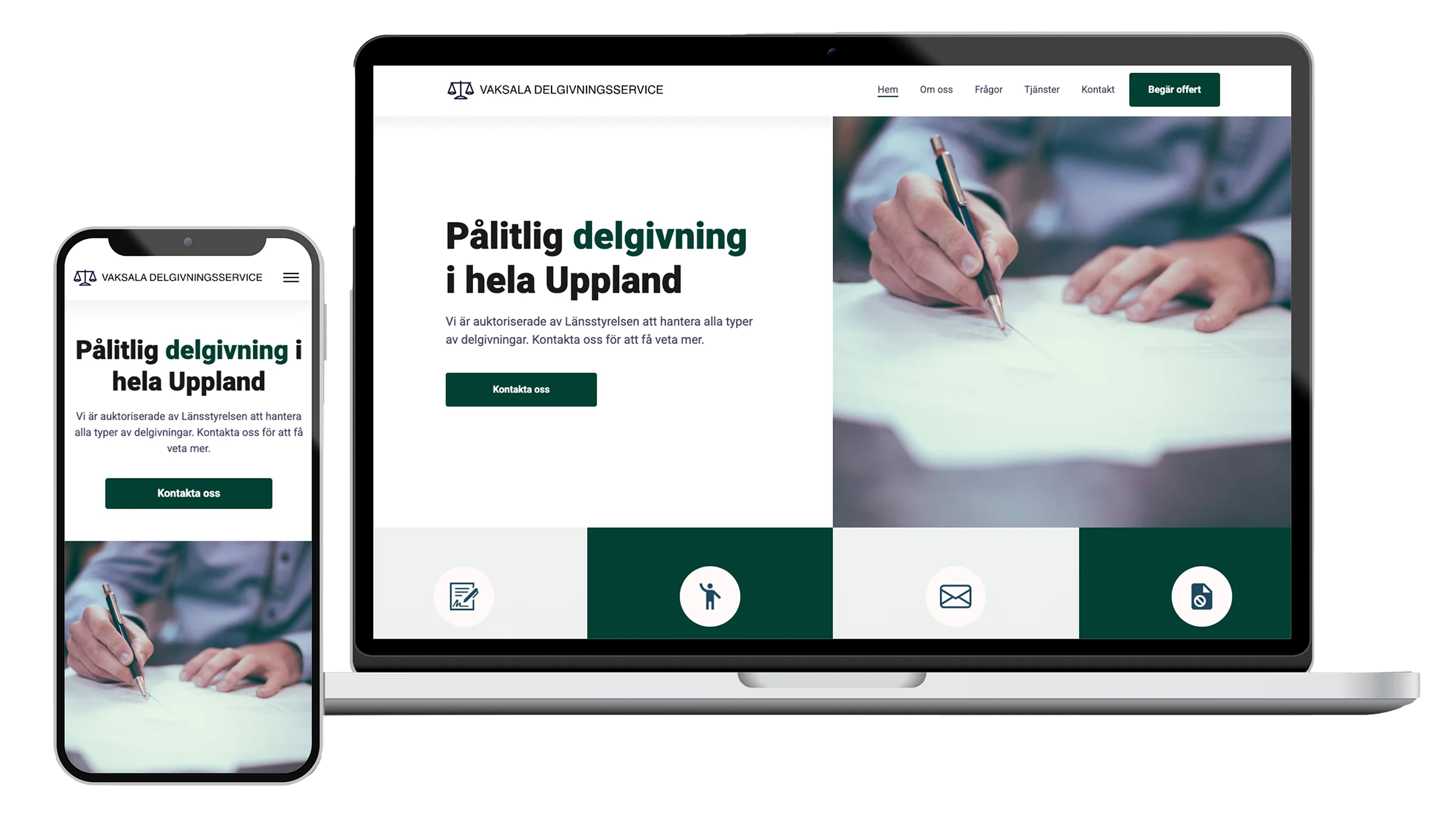 Mockup som visar vaksaladelgivning.se i laptop- och mobilformat