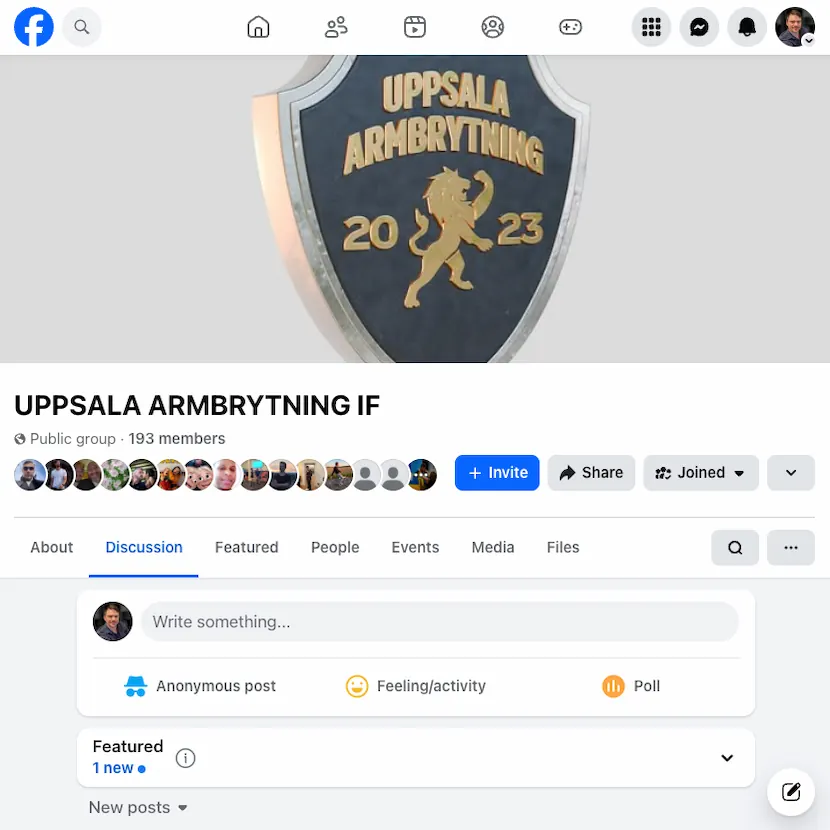 Skärmbild från Uppsala Armbrytnings sociala medier